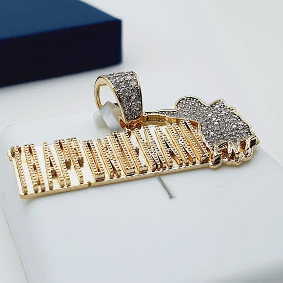 14K Gold Plated Cubic Zircon Pendant, INUS1BR057 - Picture 8 of 10